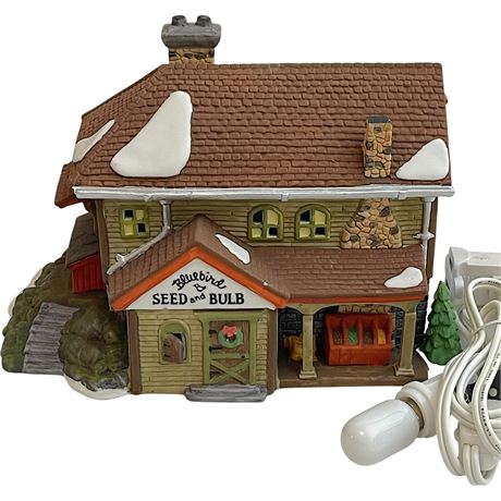 Heritage Village Collection "Bluebird Seed and Bulb" Lighted Porcelain House