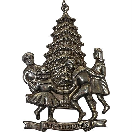 20 grams Sterling Silver Gorham 1977 "Children 'Round the Tree" Ornament w/ Box