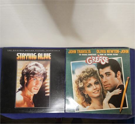 (2) John Travolta Movie Soundtrack Albums~ Staying Alive & Grease
