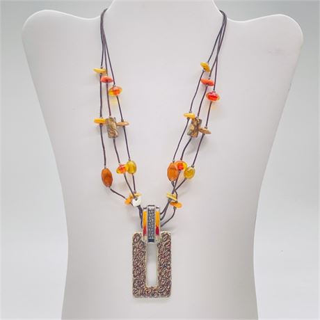 Chicos Multi Strand Beaded Statement Necklace