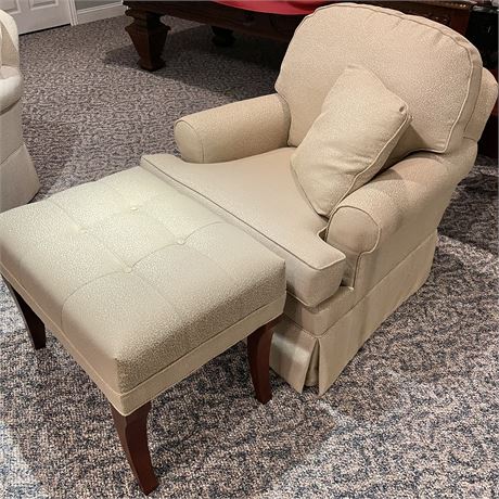 Ethan Allen Leopard Print Upholstered Swivel Rocking Armchair & Ottoman
