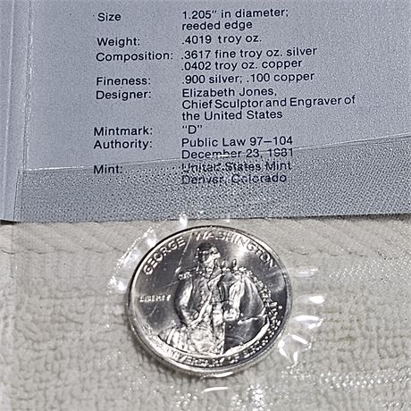 Silver 1732-1982 D GEORGE WASHINGTON Commemorative Half Dollar Uncirculated
