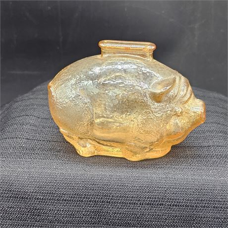 Amber & Marigold Carnival Glass Piggy Bank