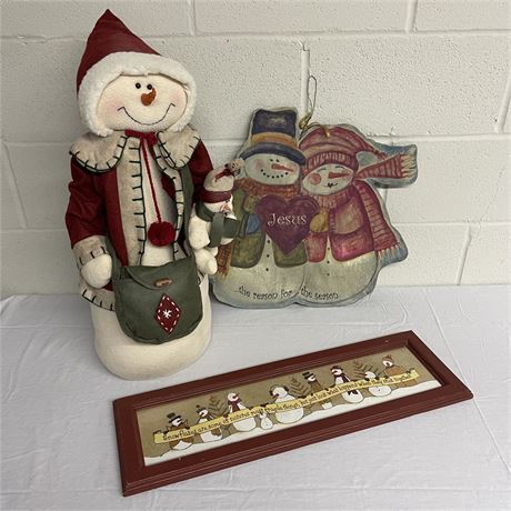 Christmas Snowmen with Two Wall Hangings & a Plush