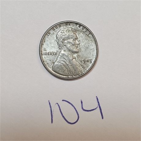 1943 Lincoln Wheat Steel Cent