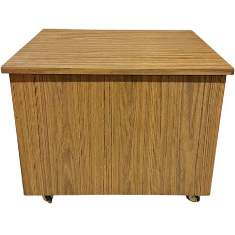 Wood Storage Cabinet on Casters