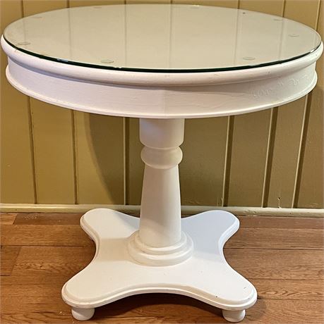 Glass Top Wood Side Table