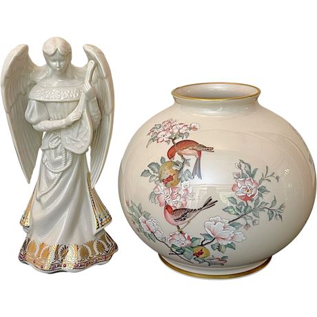 Lenox "Angel of Harmony" Figurine & "Serenade" Globe Vase
