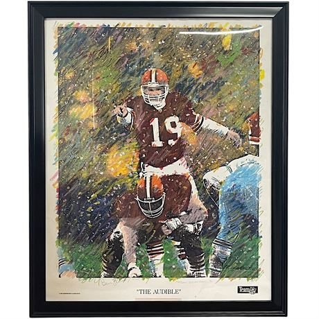 '93 Bernie Kosar & Bob Leathers Pencil Signed "The Audible" 1768/2000 Lithograph