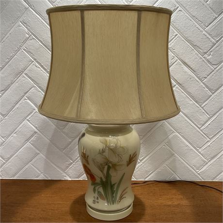 Vtg Oriental Reverse Painted Porcelain Ginger Jar Table Lamp