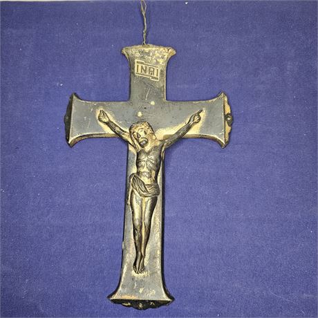 Antique Metal INRI Casket Crucifix