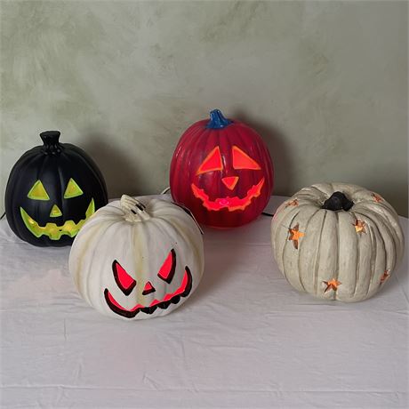 Four Light-Up Halloween Pumpkins