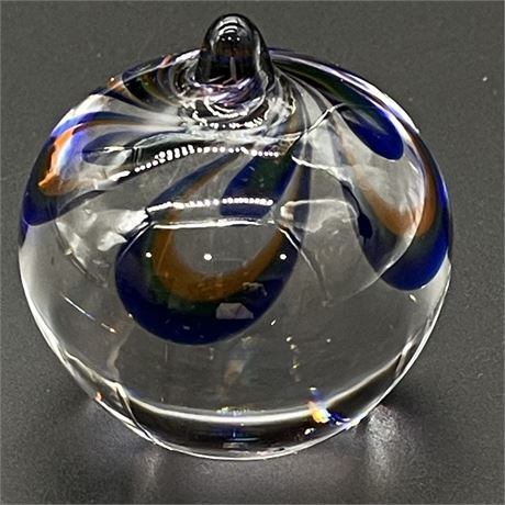 Signed Multi-Colored Swirl Water Drop Shaped Paperweight