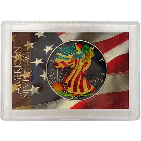 2002 Walking Liberty Silver Hand Painted One Dollar Coin