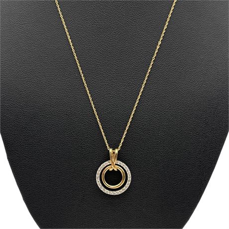 10K Yellow/White Gold Diamond Pendant on 10K Yellow Gold Rope Chain