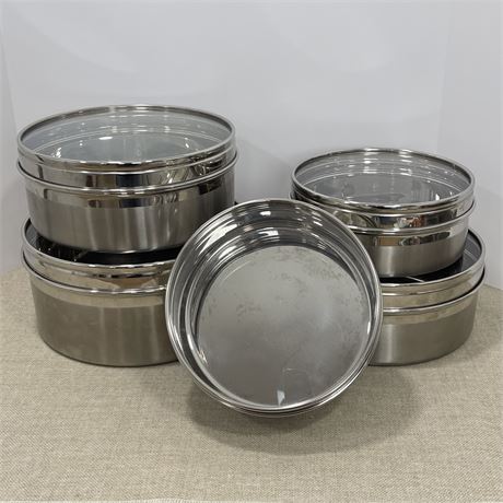 Stainless Steel Lidded Canisters - Nesting Set of 2 and Nesting Set of 3