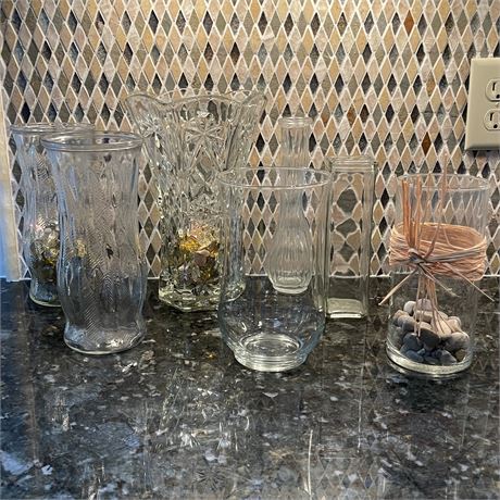 Lot of Clear Random Glass Vases