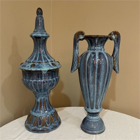 Ceramic Matching Finial and Vase Tabletop Decor