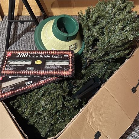 Martha Living 7.5 Foot Artificial Tree w/ Plastic Tree Stand & Lights