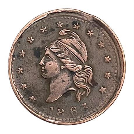 1863 Patriotic Civil War Token Featuring a Liberty Head