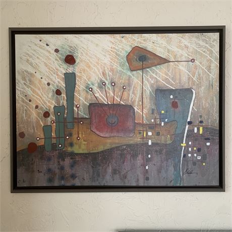Signed and Numbered Rabber Wall Hanging "Radio Beam" Print on Canvas