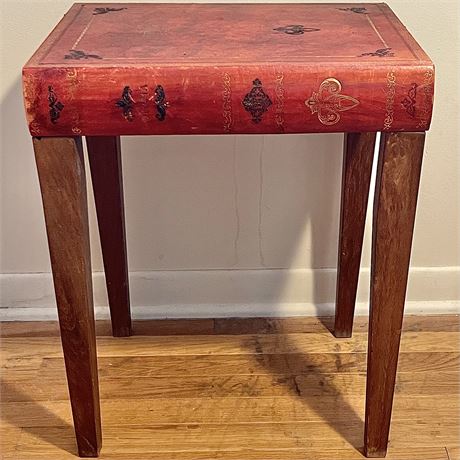 Faux Antique Distressed Leather Utopia Book Table