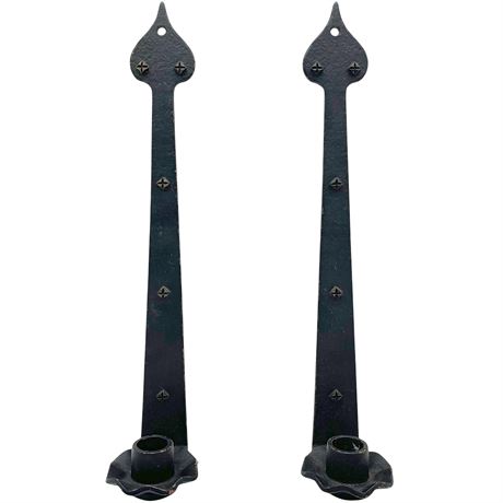 Vtg Robert Emig Cast Iron 16" Candlestick Holder Duo