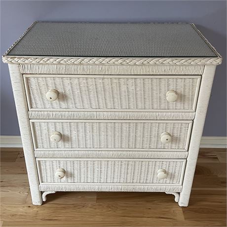 Henry Link Wicker World 3-Drawer Nightstand with Removable Glass Top