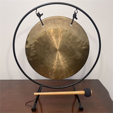 Vtg Table-Top Brass Gong