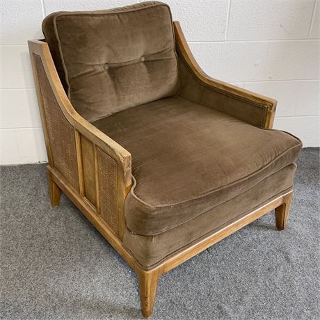 MCM Brown Upholstery and Cane Sided Lounge Chair (Sears Drexel Collection?)