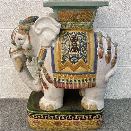 Large Ceramic Elephant Plant Stand / Garden Stool
