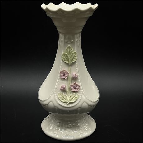 Belleek Ireland Cherry Blossom Paneled Porcelain 7" Vase