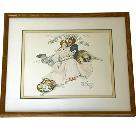 Norman Rockwell "Flowers in Bloom" Lithograph - Framed and Matted