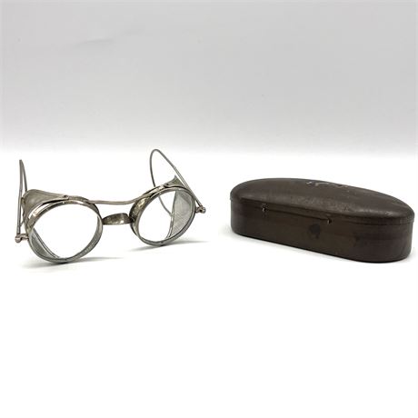 Steampunk Vintage Safety Glasses with Original Case