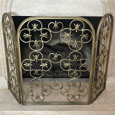 Arched 3-Panel Painted Iron Fire Guard