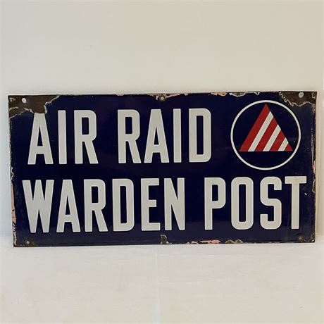 WWII Air Raid Warden Post Heavy Metal Sign