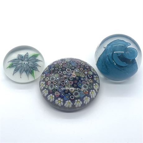 Coordinated Paperweight Trio with Perthshire and Others