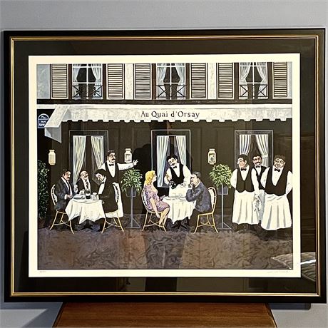 Signed Guy Buffet "Au Quai d'Orsay" Numbered 86/595 Framed Serigraph