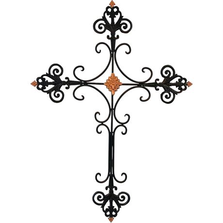 Large Metal Cross Scrollwork Wall Hanging