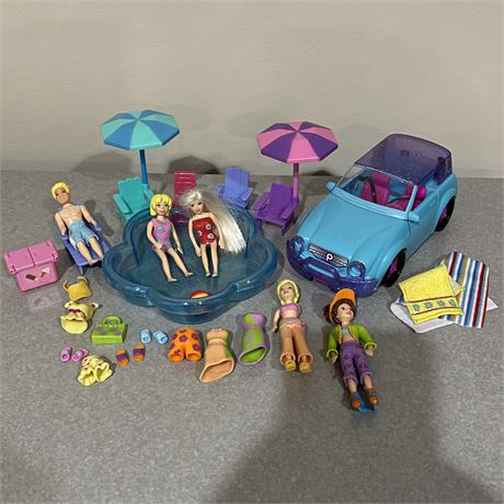 Polly Pocket Pool Party! Includes Dolls, Car, Pool, and More Accessories