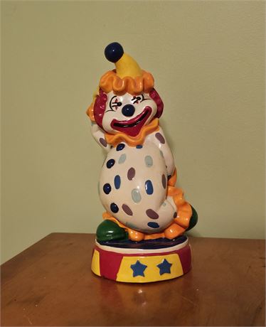 Colorful Vintage 80's Plastic Clown Piggy Bank
