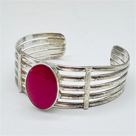 Sterling Silver Cabochon Cuff Bracelet