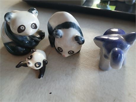 Panda family and elephant