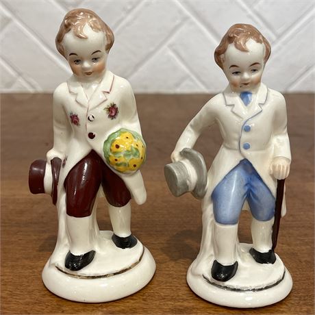 (2) Vtg Czech Porcelain Colonial Victorian Men Figurines