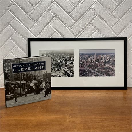 Historic Photos of Cleveland Hardcover Book w/ Framed City View Prints