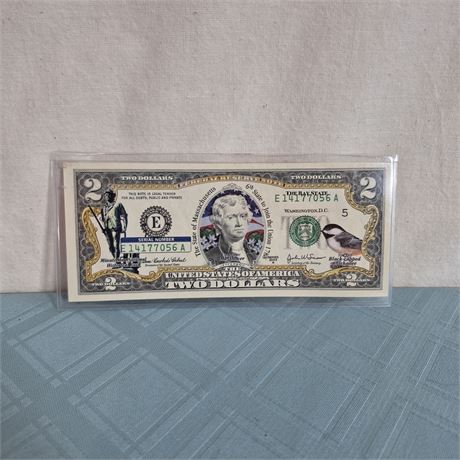 2003 MA Colorized $2 Bill UNCIRCULATED