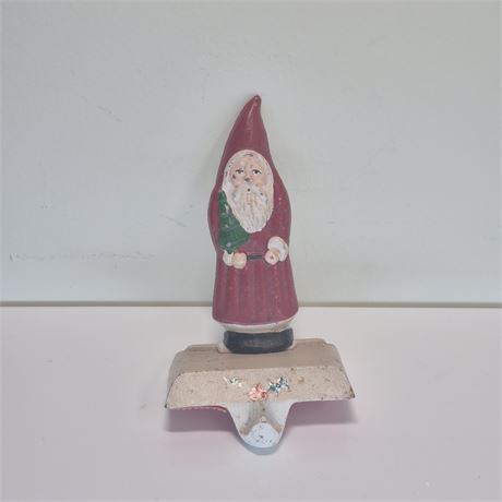 🎄 Vtg Cast Iron Santa Stocking Hanger