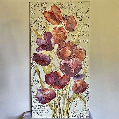 Signed Fabrice De Villeneuve Floral Canvas Painting