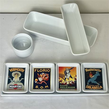 Pottery Barn Vintage Condiment Tray and Serving Dishes