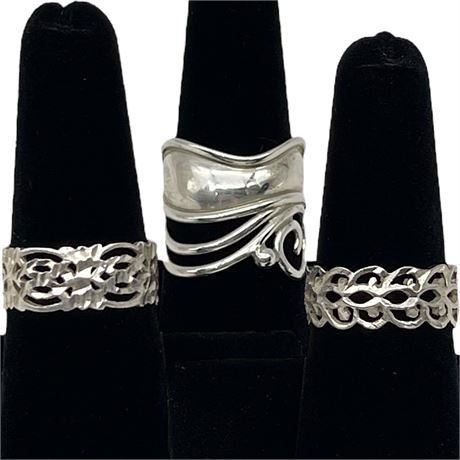 925 Sterling Silver Filigree and Flora Danica Rings